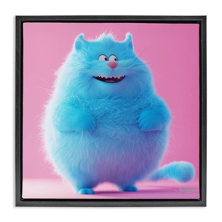 Funny Blue Cat Floater Framed Art for wholesale by Stupell Industries