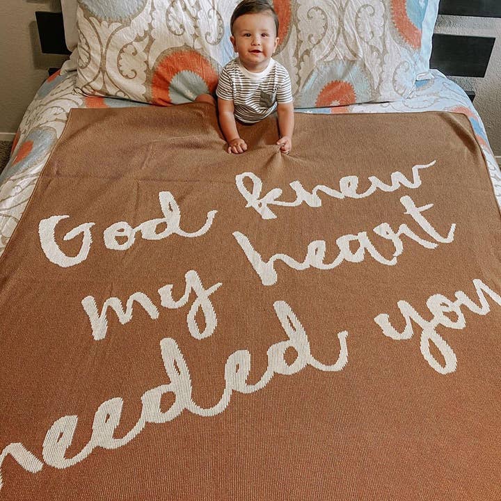 Modern Burlap - Wholesale Throw Blanket - Made in the USA | God Knew My Heart Needed You Throw5