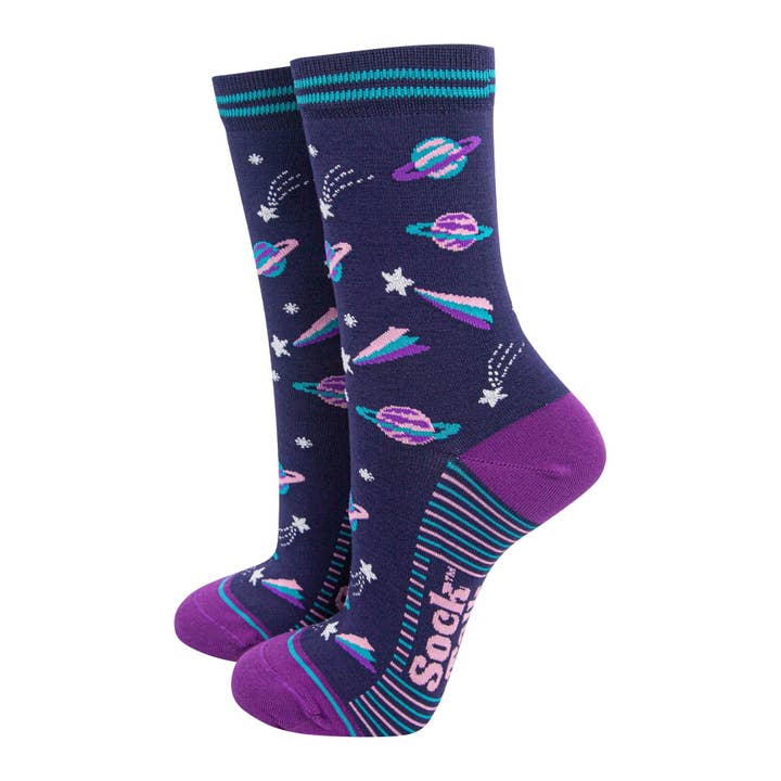Women's Bamboo Socks - Navy Blue/Purple, Outer Space for wholesale by Sock Talk