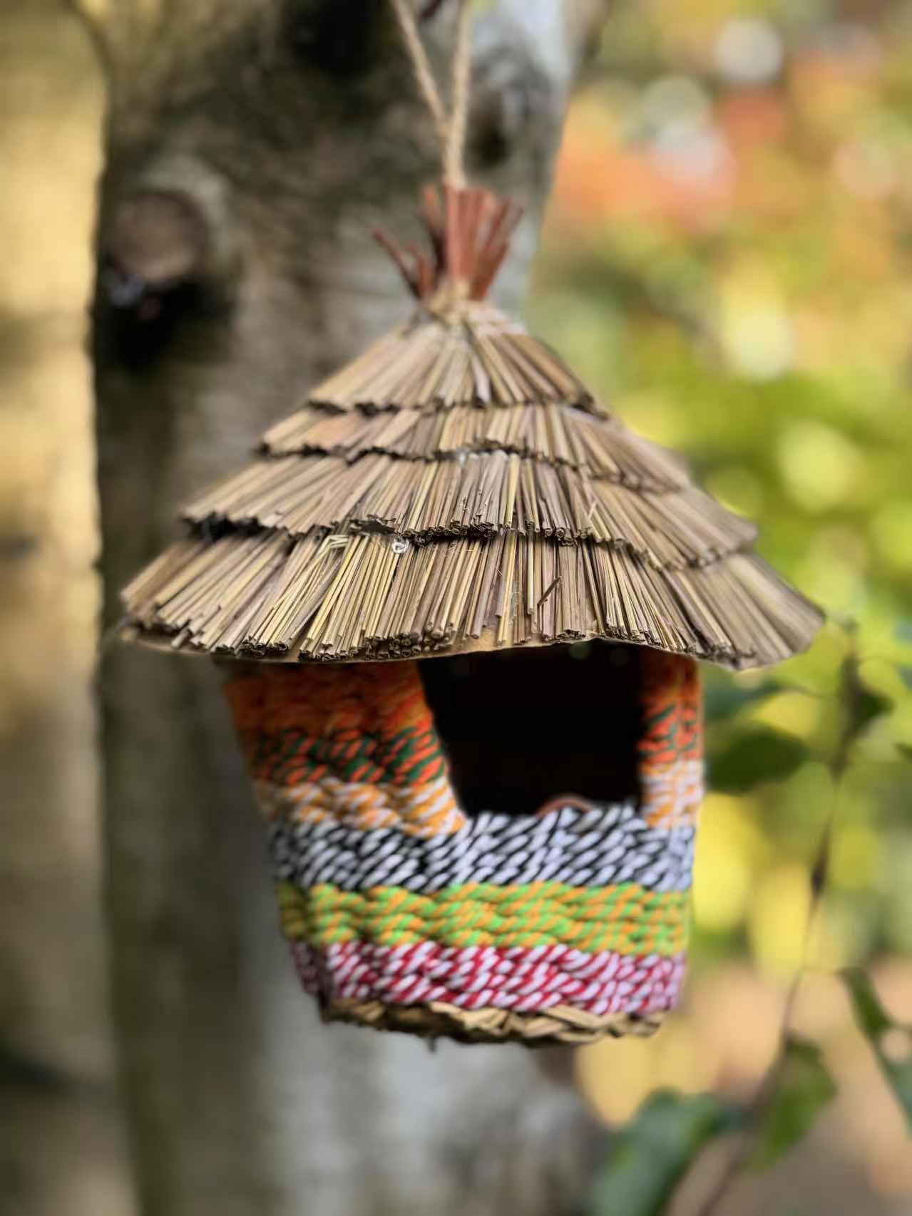 Marissa's Gifts - Wholesale Bird House - Handmade hut weave rattan birdhouses with straw roof measuring 15 x 21cm5