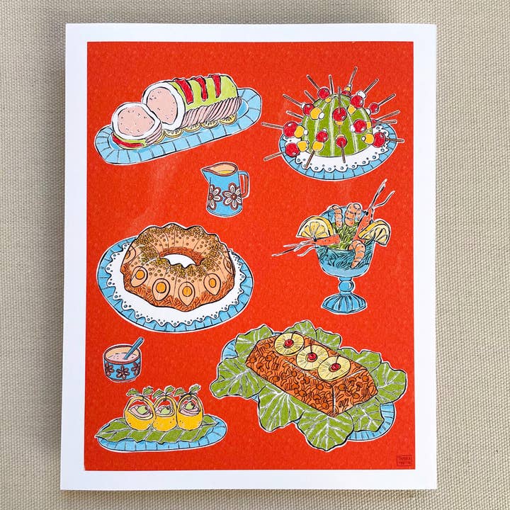 Impression d'art culinaire vintage pour fêtes pour la vente par Tamara Martin