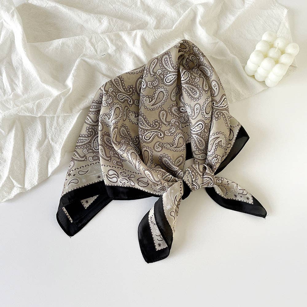 Dipped Shop - Wholesale Scarf - Women's - Vintage Paisley Pattern Square Satin Scarf DP25E6051