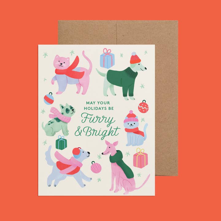 Ana Peake - Wholesale Season's Greetings Card - Furry and Bright Dog Christmas 2025 Greeting Card1