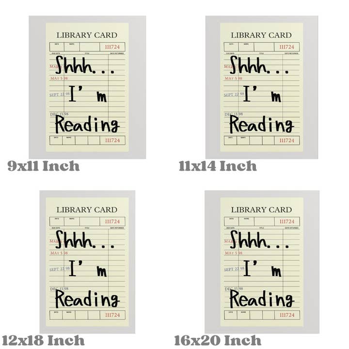 CLM Creative Studio - Wholesale Art Print - Shhh Im Reading Typography Retro Library Card Print1