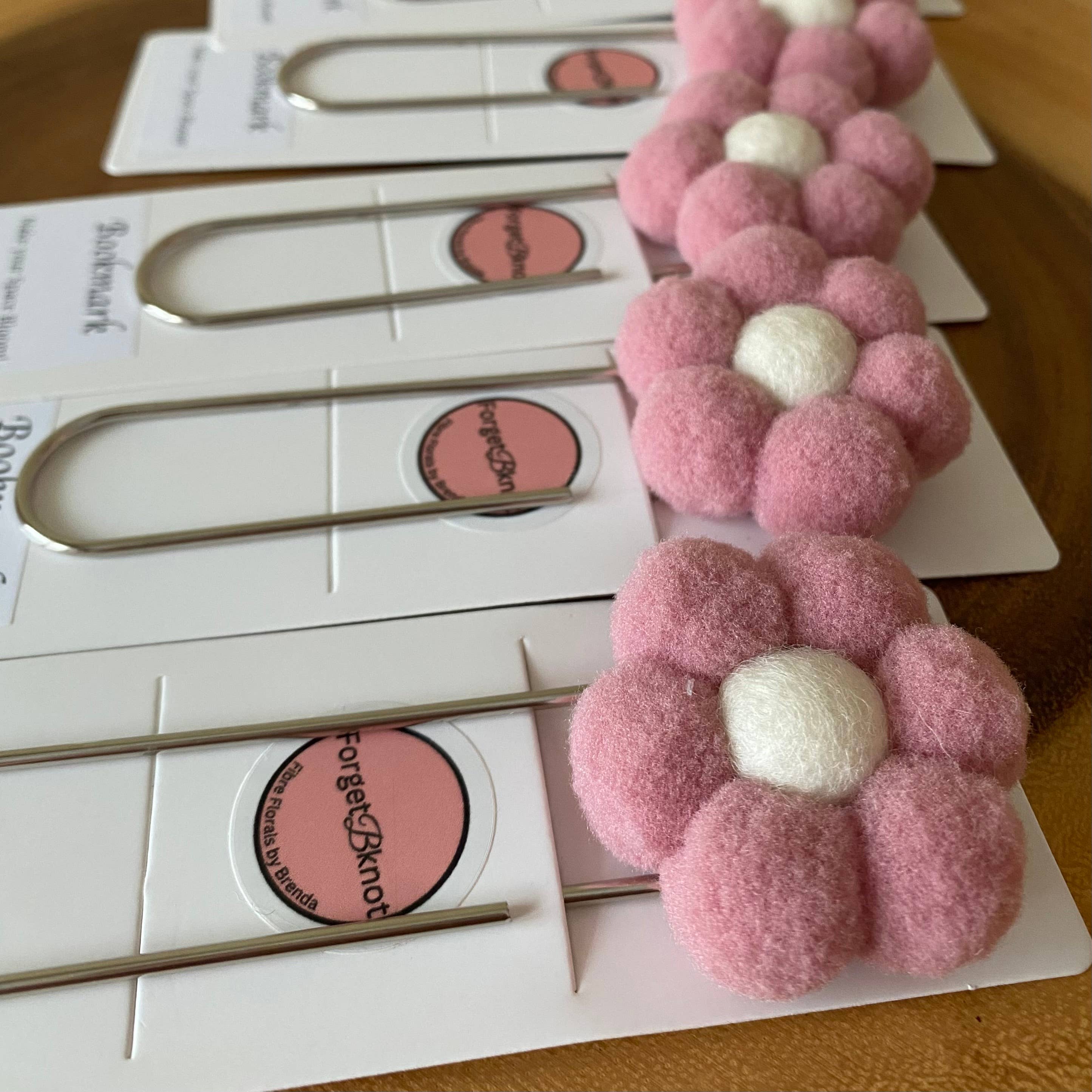 ForgetBKnot - Wholesale Bookmark - Flower Bookmark/ Oversized Paper Clip/ Pompom & Felt Flower 7
