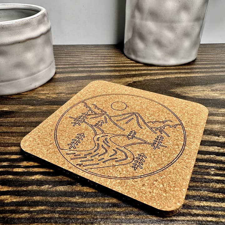 Mountain and Stream Cork Coaster for wholesale by Mountain Maryland Trading Post