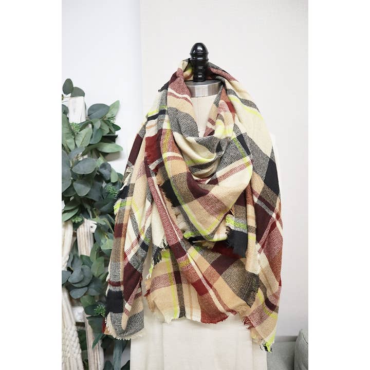 Plaid Oversized Blanket Scarves for wholesale by Love and Repeat