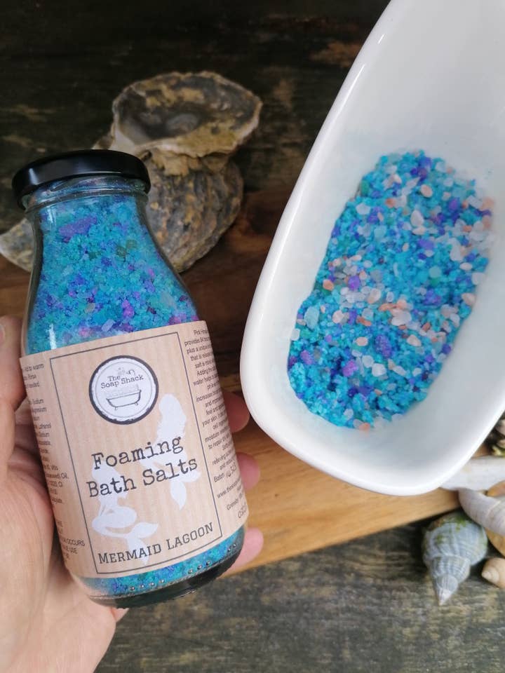 Mermaid Lagoon Foaming Bath Salts for wholesale by The Soap Shack