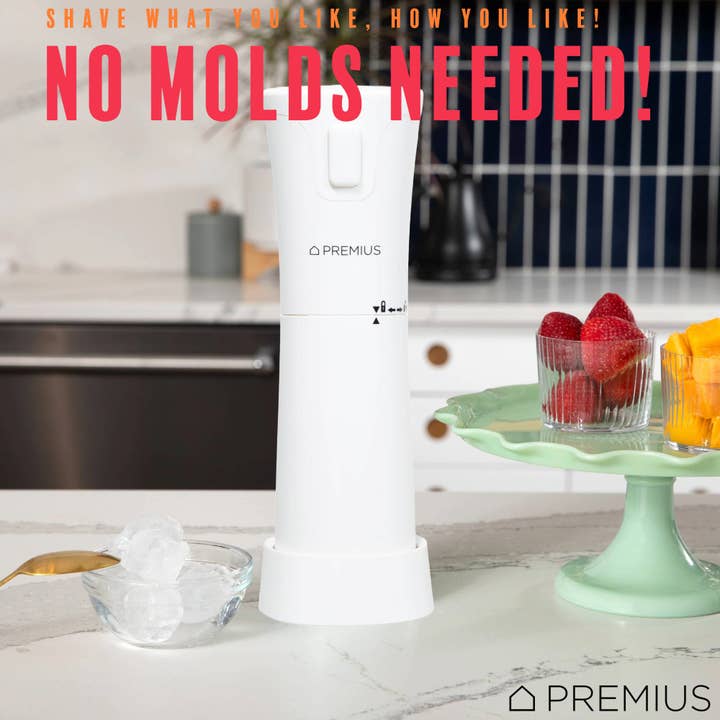 ShopBobbys - Wholesale Kitchen Appliance - PREMIUS Rechargeable Cordless Hawaiian Shaved Ice Maker, Snow Cone Machine, White