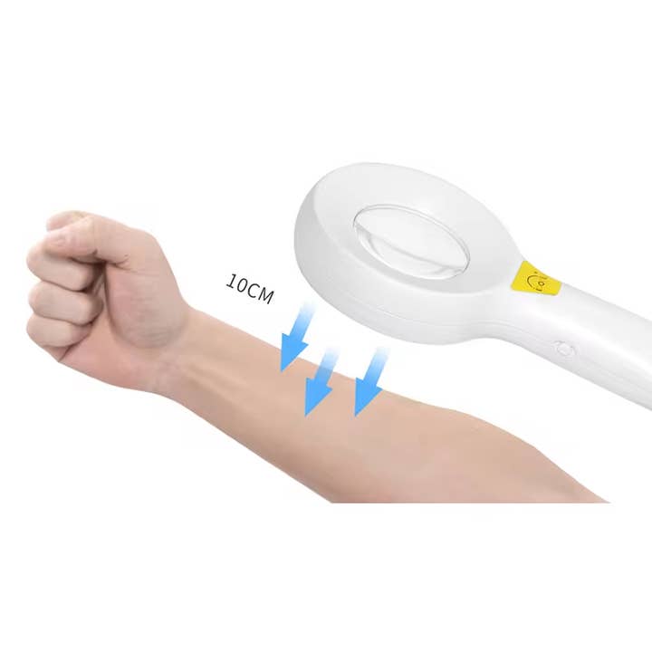 Wit IBOOLO DE-215 dermatoscoop met UV-LED, houtlamp, huidanalysator, handscanner, UV-licht voor groothandel op Faire