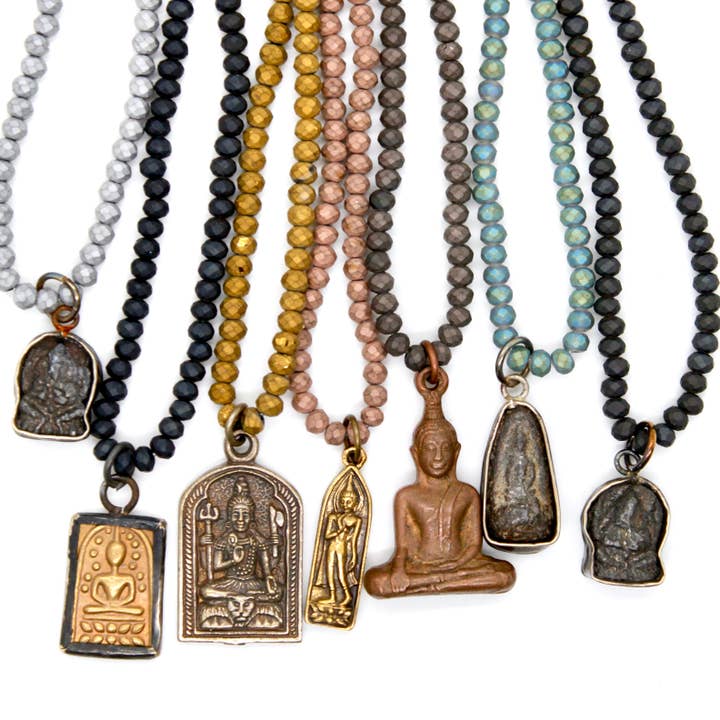 Matte Crystal Necklace with Small Buddha -Buddha Collection- for wholesale by LIZOU