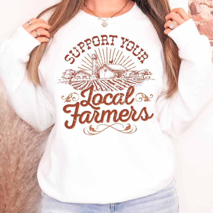 Steun uw Local Farmers sweatshirt met ronde hals voor wholesale door Untamed Country