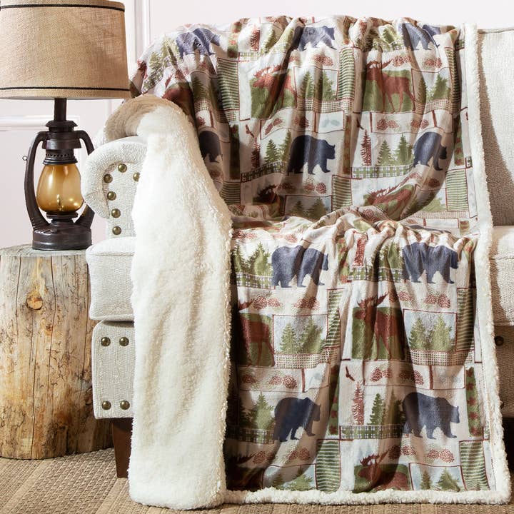 Plaid Sherpa en peluche Vintage Lodge pour la vente par Carstens, Inc.