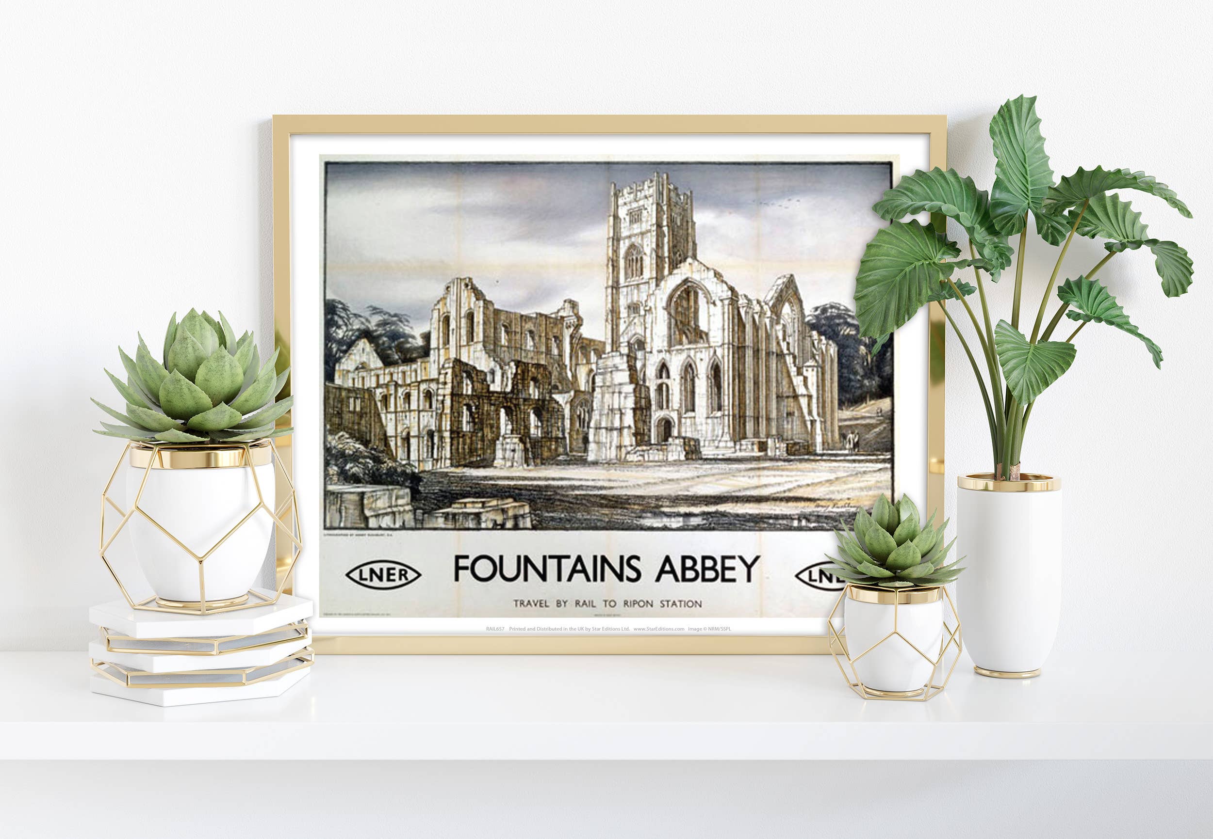 Star Editions – wholesale Art print – Fountains Abbey - Travel By Rail - 11X14” Premium Art Print0