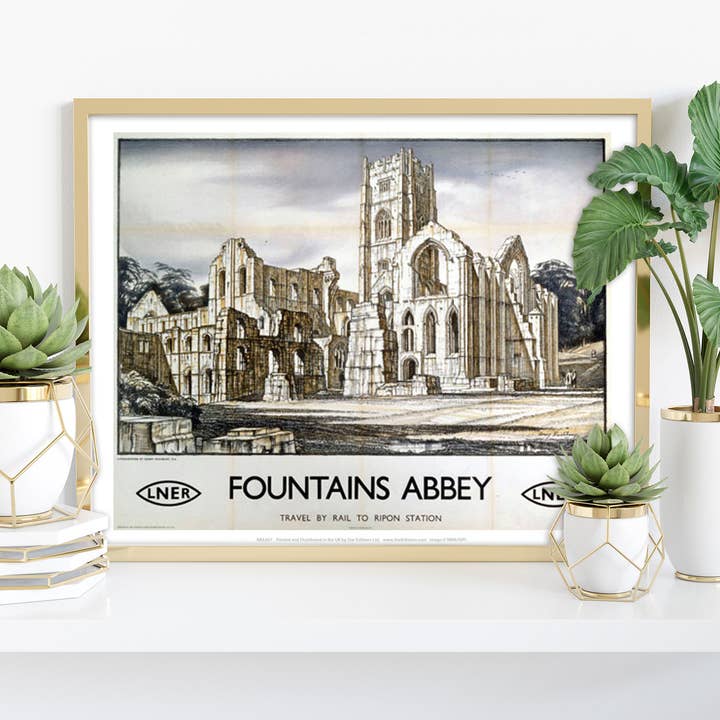 Star Editions – wholesale Art print – Fountains Abbey - Travel By Rail - 11X14” Premium Art Print
