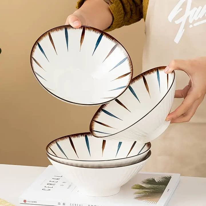 Lot de 2 à 4 bols en céramique pour pâtes – Vaisselle élégante pour riz, salade et nouilles pour la vente par Huis Van Merken