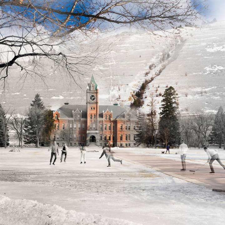 Missoula Vintage + Modern Art Print | University of Montana for wholesale by Time Travel Art