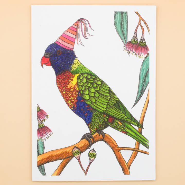 Sunshine Sea Art - Wholesale Birthday Card - Rainbow Lorikeet Greeting Card Australian Bird Birthday Card