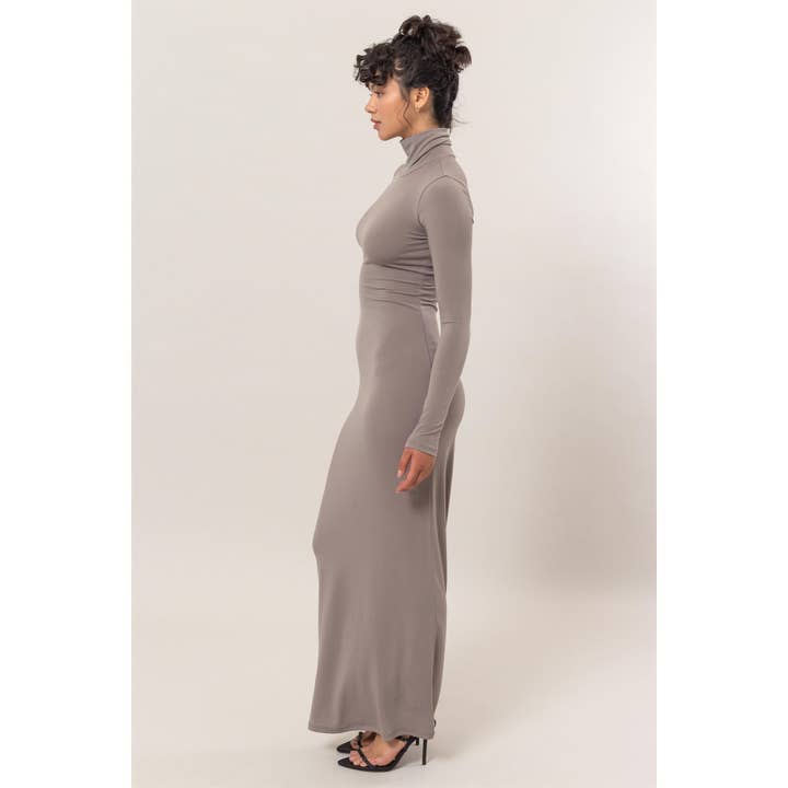 HYFVE - Wholesale Dress - Women's - DZ25A078-Turtleneck Bodycon Maxi Dress