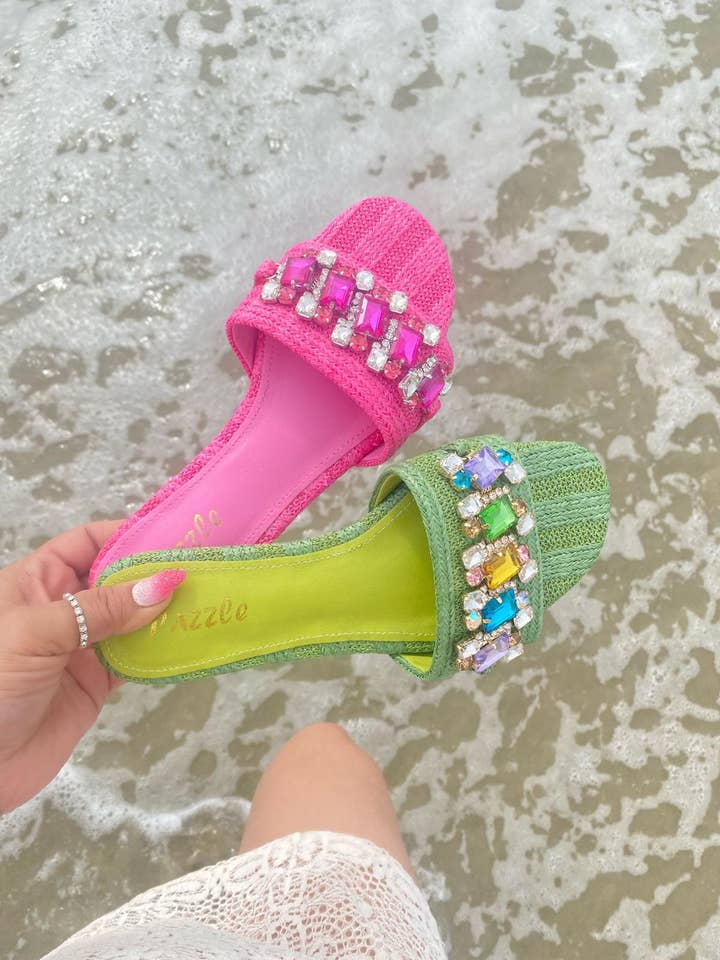 Pazzle - Vente Sandales – femme - Sandale plate d'été STEPPY-01 pour femmes avec ornements en strass6