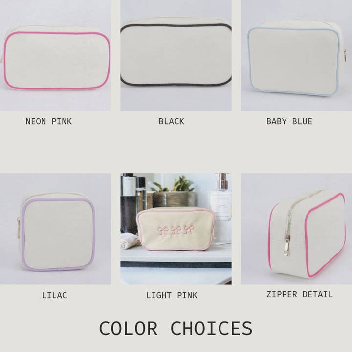Bash - Wholesale Makeup/Cosmetic Bag - Beauty Bag, Embroidered, Trendy Gift, Bows, Coquette