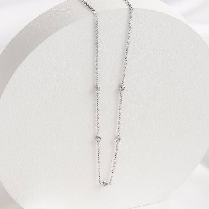 Multi Brilliant Bezel 925 Sterling Silver Necklace for wholesale by Wanderlust + Co