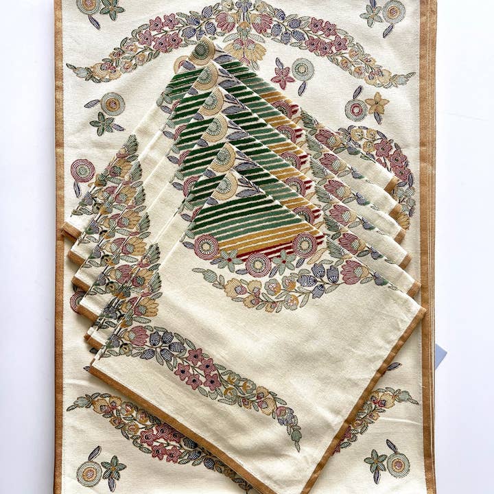 Handbedruckte Tischservietten- 6er Set- Rumi Redwood für den Großhandel von Wildflower Blue