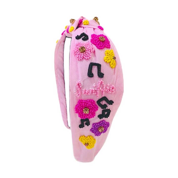 Swiftie Headband - Pink with Music Notes for wholesale by Golden Lily