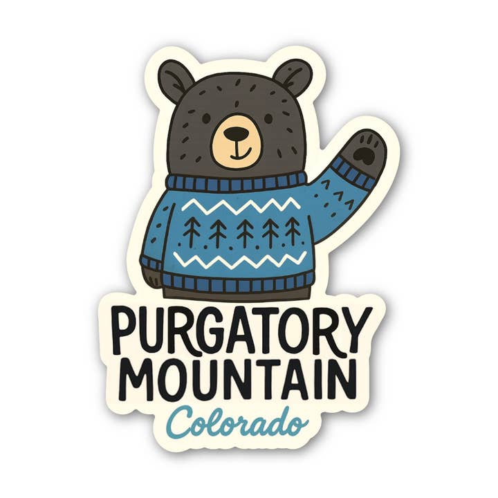 Bjørn i en Sweater Skærsilden Bjerg Colorado Klistermærke for engroshandel hos Jones Sticker Co