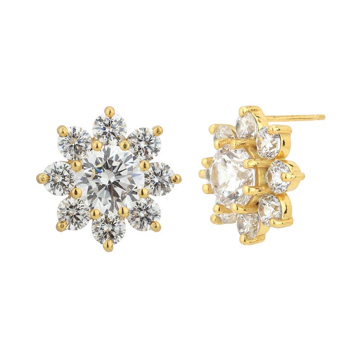 Carlton London - Pendientes de botón con forma de flor blanca y oro para venta al por mayor de Carlton London