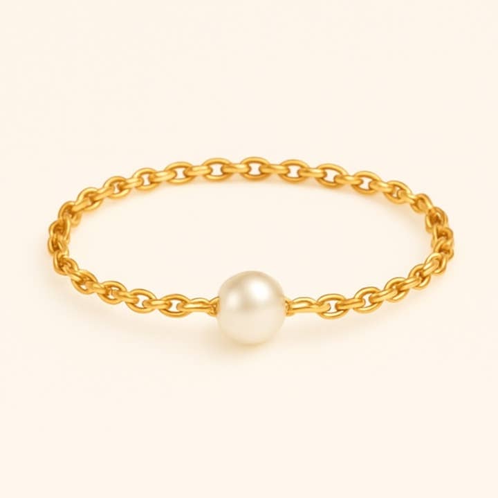 Anello a catena dorato o argento 925 con perla coltivata per la vendita all'ingrosso da parte di Clary Scott Paris