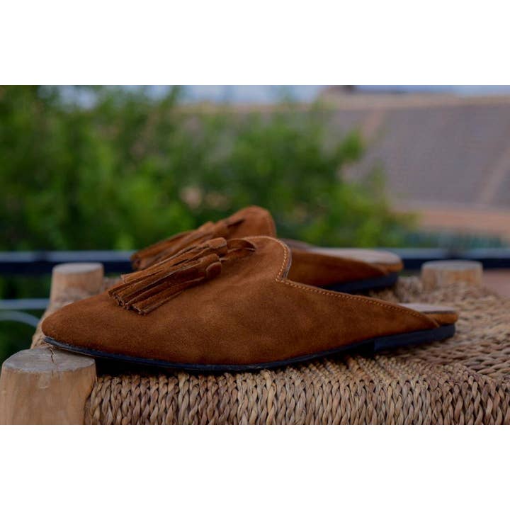 Mikwi – Großhandel Schlappen – Damen – Pantoletten aus Veloursleder für Damen, Lederhalbschuhe 1