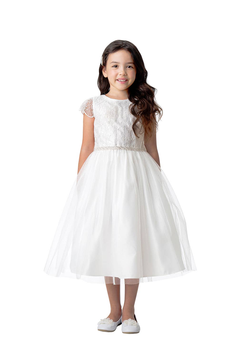 Sweet Kids, Inc. - Wholesale Dress - Kids - SK898 -sequin scallop sleeve lace with satin & crystal tulle3