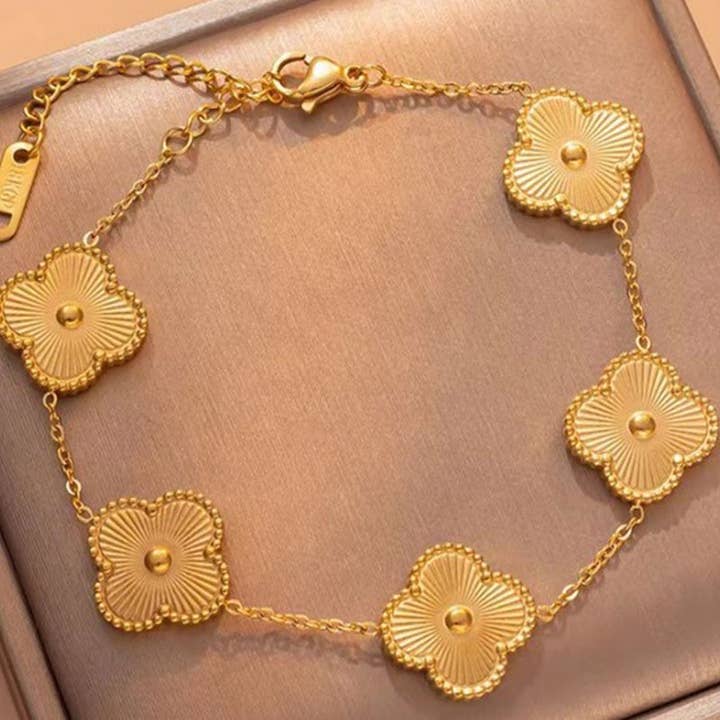Leaf Clover 18K Stainless Steel Bracelet for wholesale by Lyonlee