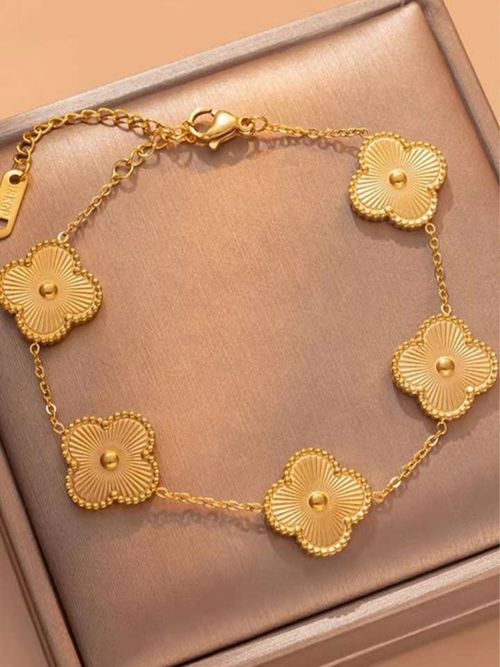 Leaf Clover 18K Stainless Steel Bracelet for wholesale by Lyonlee