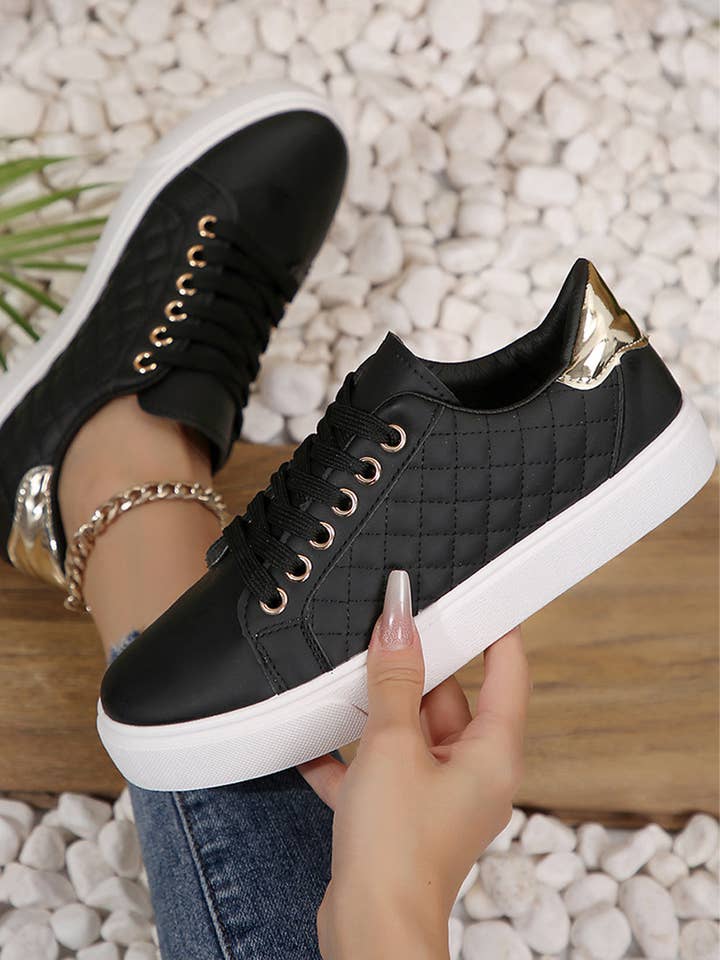 Black Harper Quilted Lace Up Sneakers for wholesale on Faire1