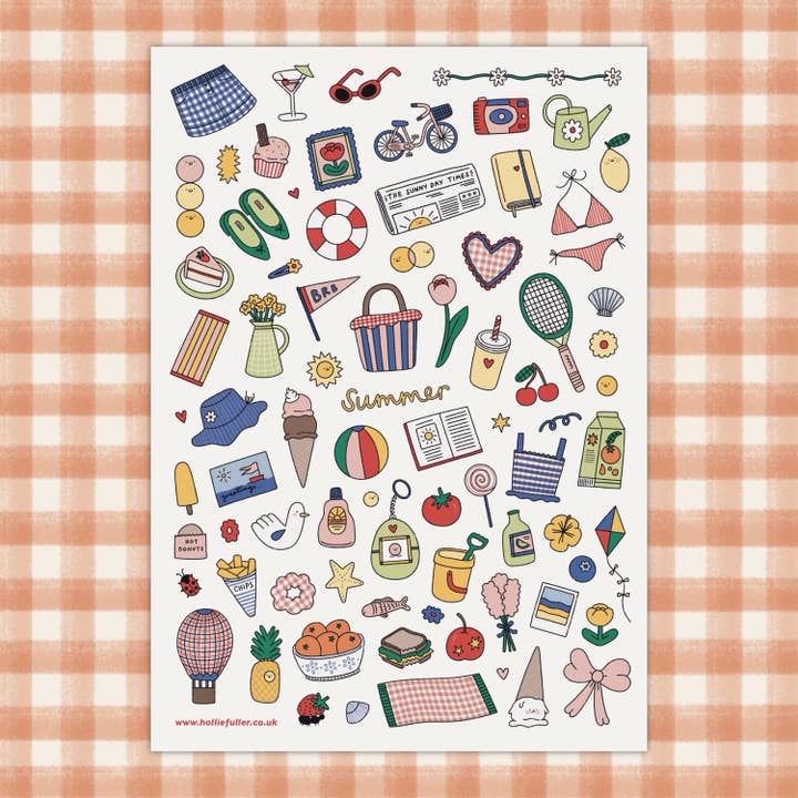Summer Sticker Sheet for wholesale by Hollie Fuller