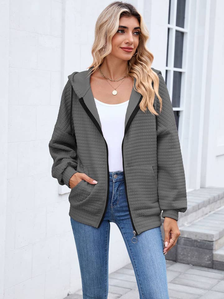 Hope & Sunshine - Wholesale Hoodie – Women's - Solid Full-Zip Hoodie with Pockets2