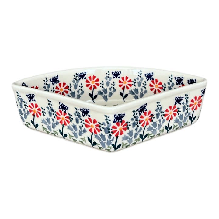 Bol, en forme de coin, 5" x 8,5" en "Butterfly Blossoms" par Manufaktura | M048T-MM02 pour la vente par Polish Pottery Outlet