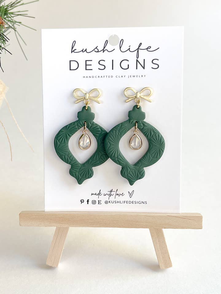 Olive Green Christmas Ornament Dangle for wholesale by Kush Life Designs