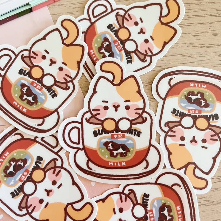Cherry Rabbit - Wholesale Sticker - Hong Kong Milk Tea Sticker (Cat)1