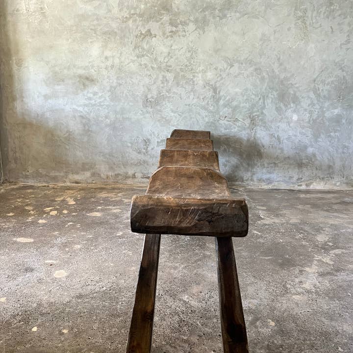 Office Objets - Wholesale Bench - Large antique teak bench with 4 wavy seats H:46 W:30 L:1908
