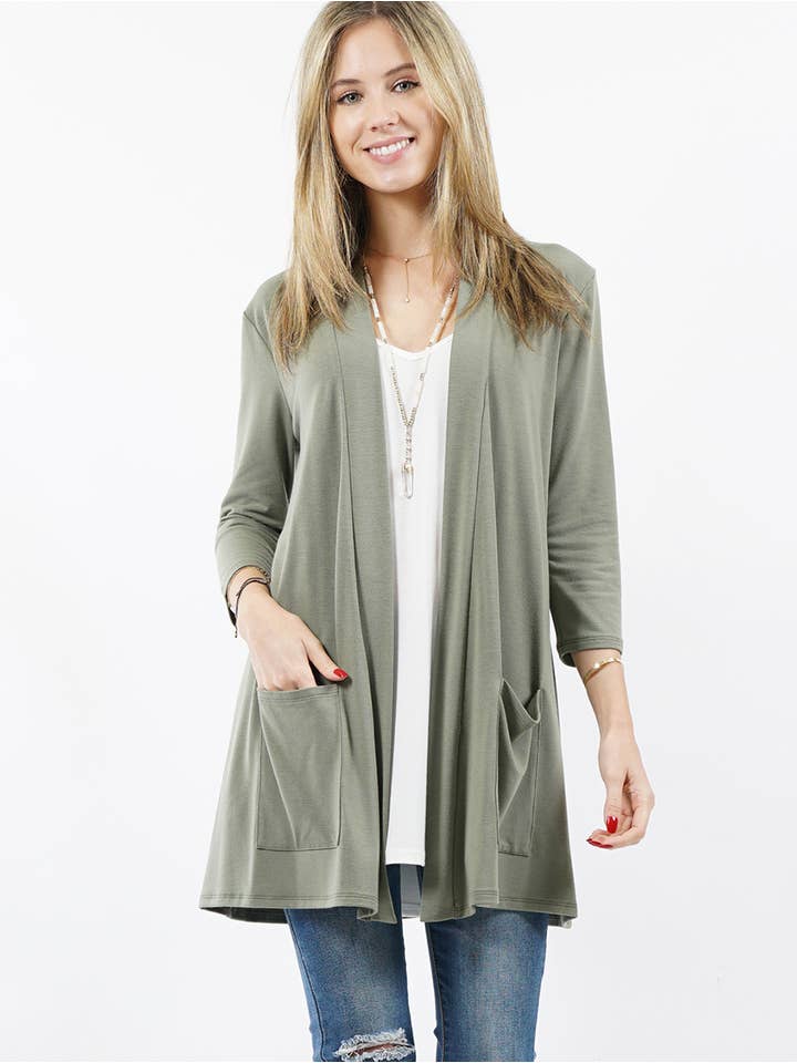 42POPS - Wholesale Cardigan - Women's - ",,...._ Open cardigan w/ slouchy pockets3