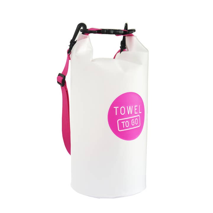 Towel to Go – Engroshandel Rygsæk - Unisex – Håndklæde til Go Roll N Go Taske – Vandtæt & Transparent Tørpose, Pink (5 Liter)