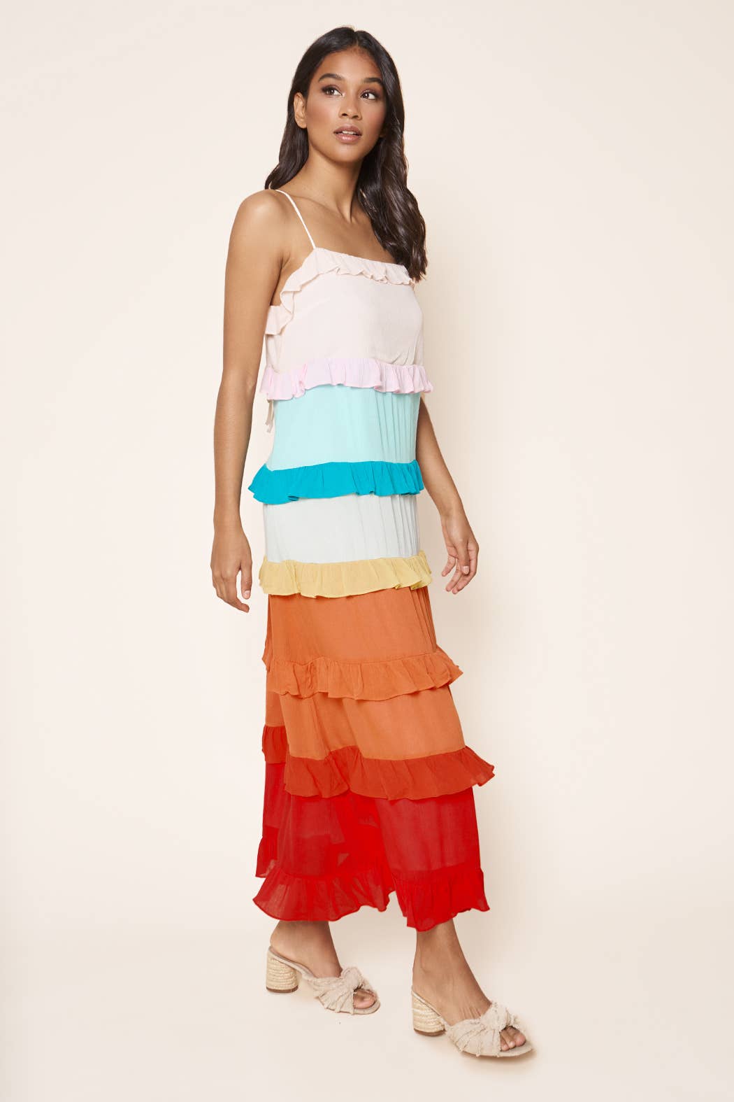 Arc-en-ciel Robe longue sans manches à volants Taste the Rainbow en vente sur Faire1