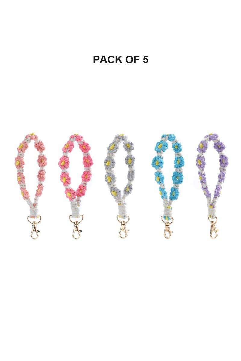 ASSORTED  ,..0626 Tik Tok Daisy Flower Wristlet Keychain, Pack Of 5 SI-26542 for wholesale on Faire21