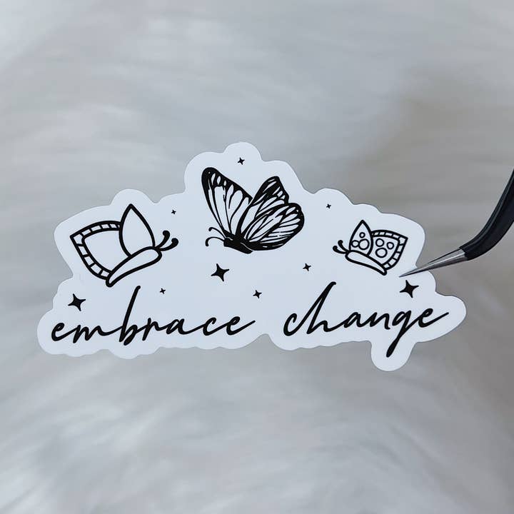 Adesivo Recortado de Vinil Borboleta Abraçar a Mudança por atacado de The HoneyBShop