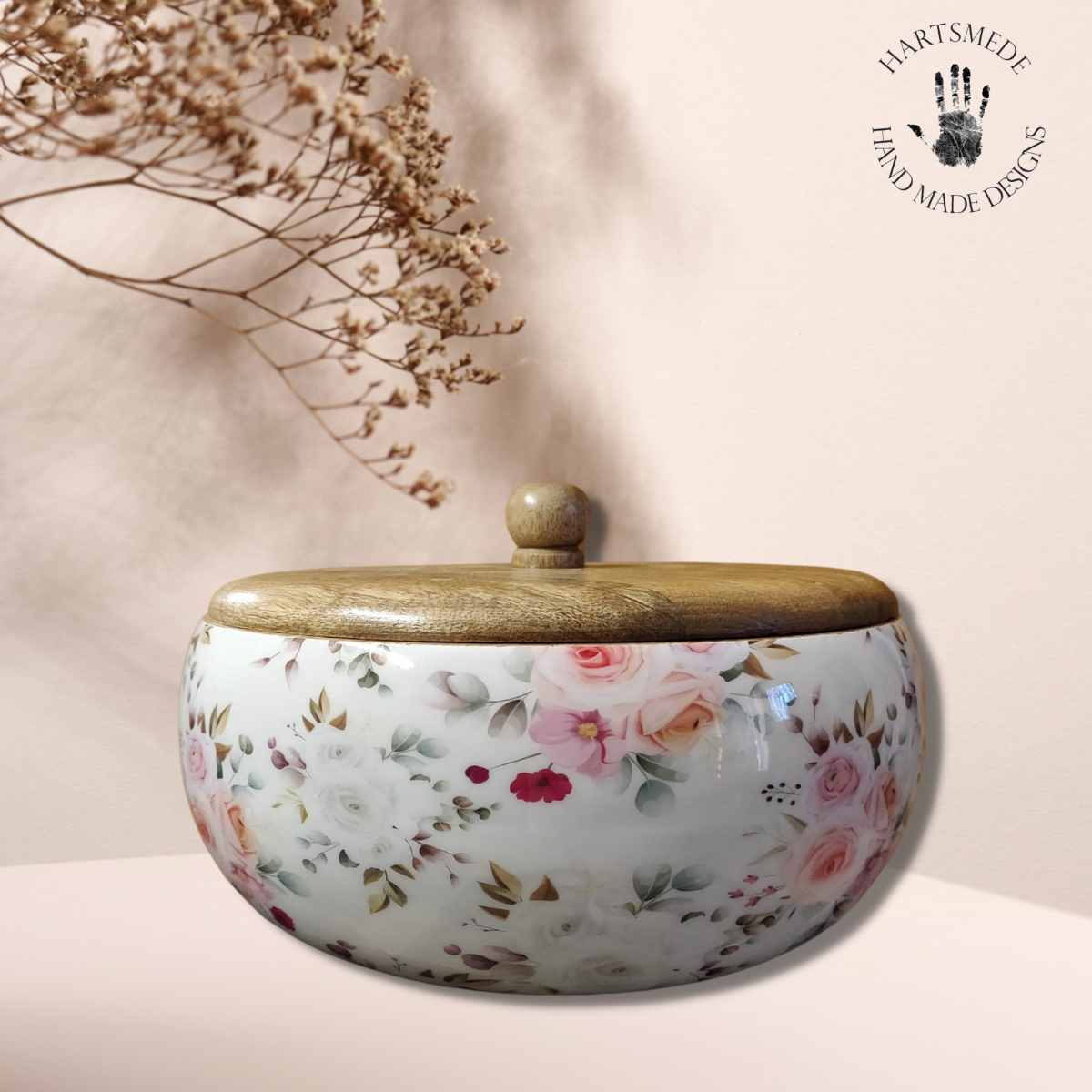 Hartsmede – Engroshandel Serveringsskål – Stor træ serveringsskål sæt med låg & skeer salatskål8