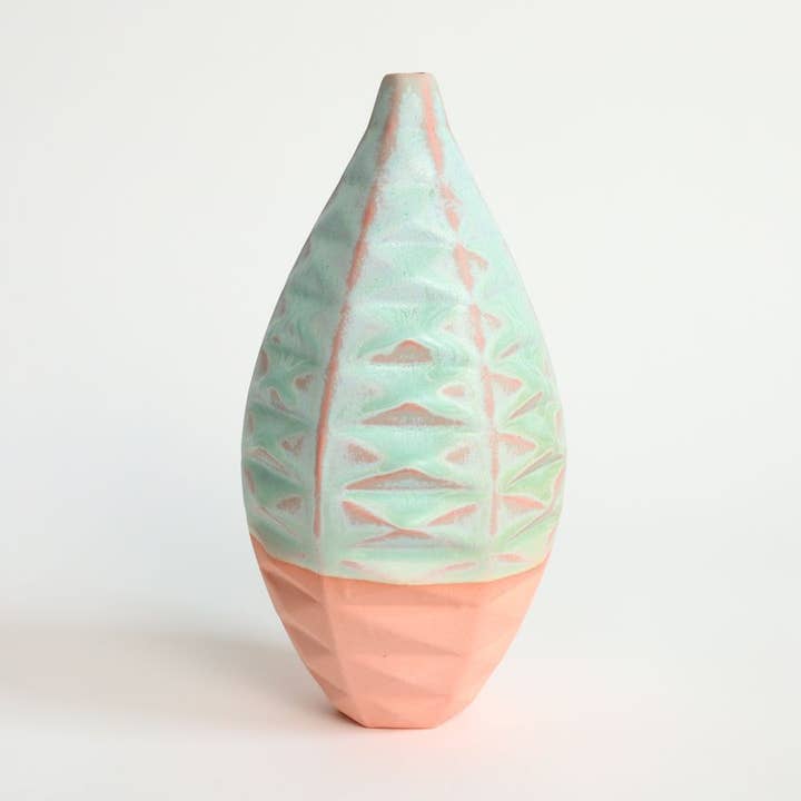 Patterned Vessels Medium Bottle Strawberry Pistachio for wholesale by By Alejandra Design