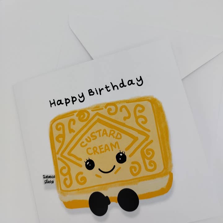 Rebecca Gladys – wholesale Birthday card – Custard Cream Biscuit Happy Birthday Card4